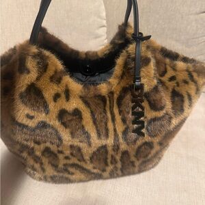 DKNY Faux Fur Leopard Tote